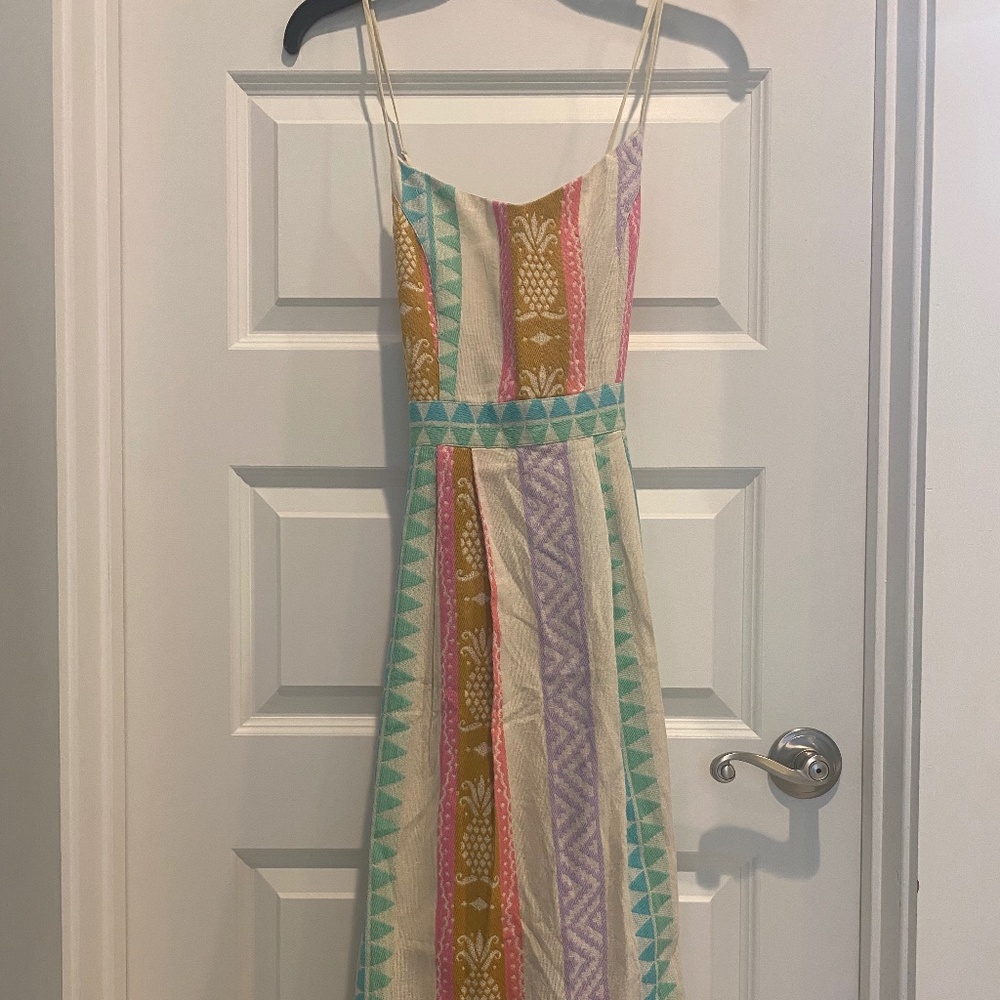 Summer tea length printed dress
